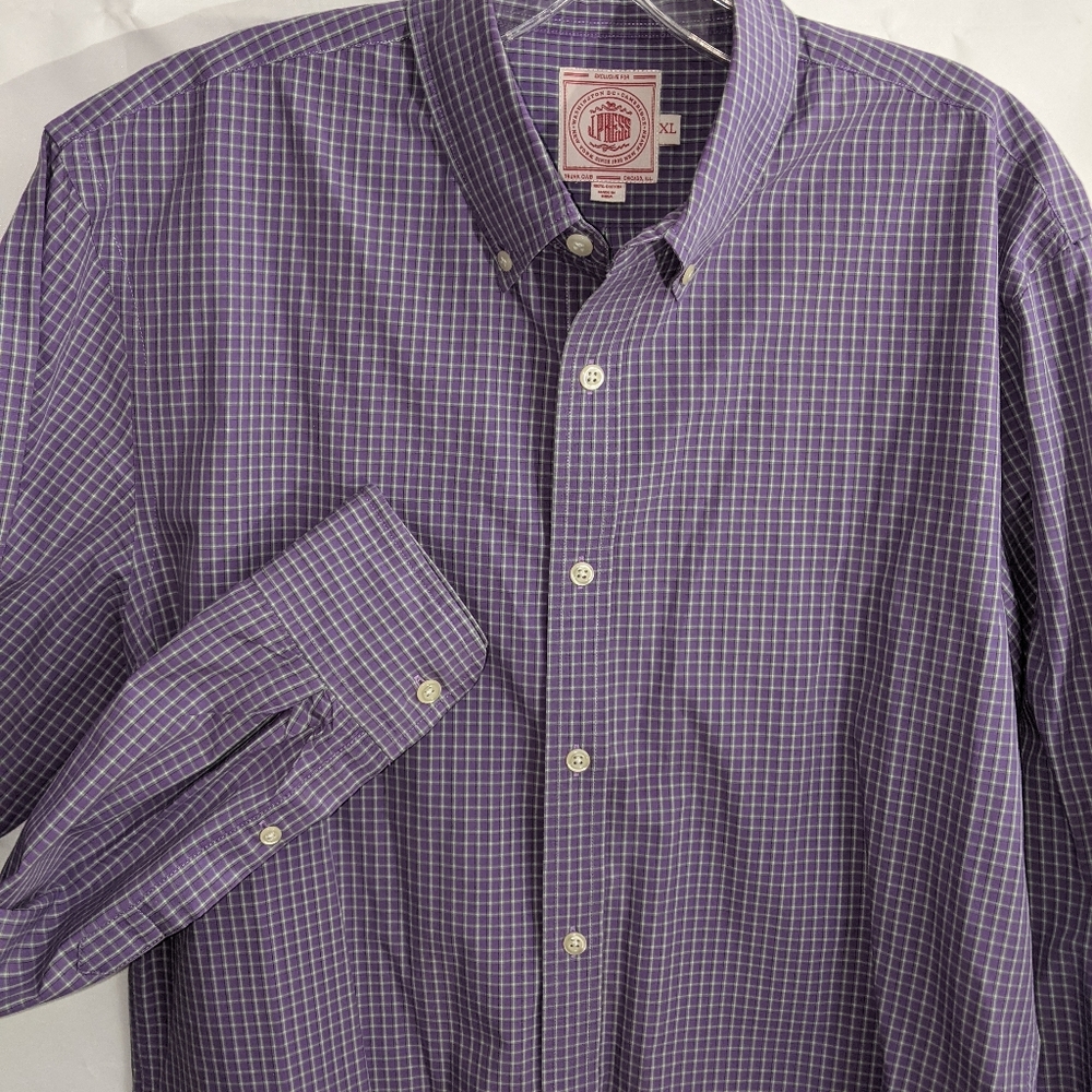 J Press Dress Shirt Mens XL Purple Check
